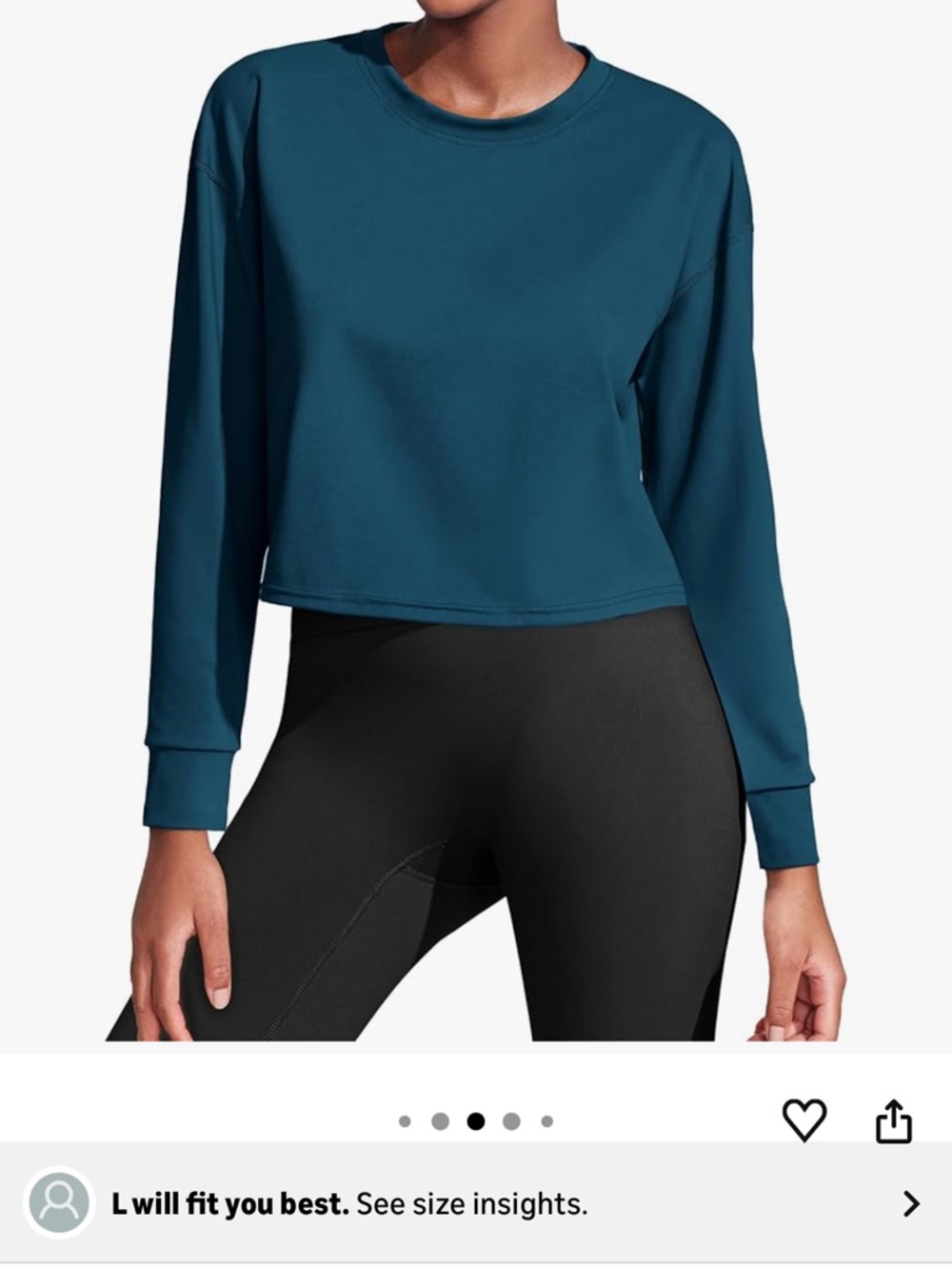 Women’s Teal Long-Sleeve Cropped Sweatshirt